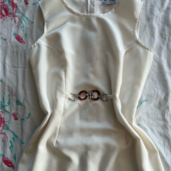 Vintage White Sleeveless Dress Jason Cody USA Size 10P 80s Fashion Waist Detail - Picture 1 of 5